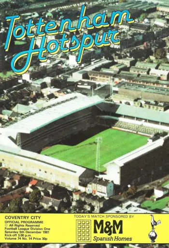 Spurs v Coventry City (05 Dec 1981) Programme
