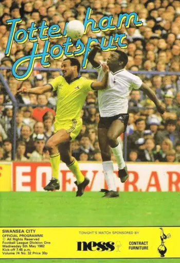Spurs v Swansea City (05 May 1982) Programme