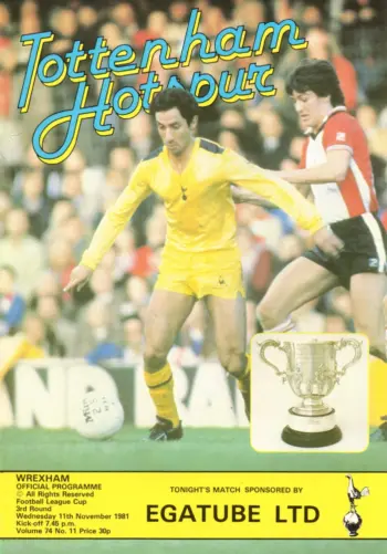 Spurs v Wrexham AFC (11 Nov 1981) Programme