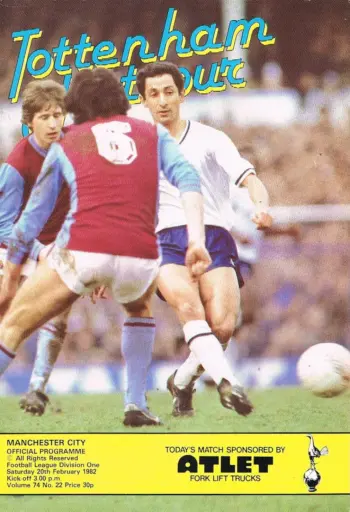 Spurs v Manchester City (20 Feb 1982) Programme