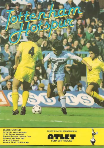 Spurs v Leeds United (08 May 1982) Programme