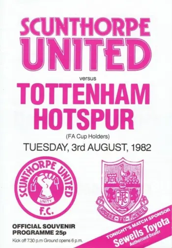 Spurs v Scunthorpe United (03 Aug 1982) Programme