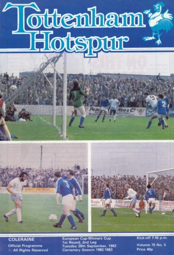 Spurs v Coleraine FC (28 Sep 1982) Programme