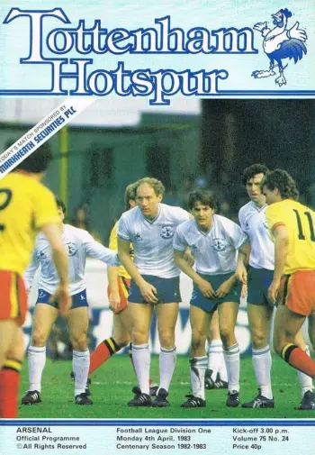 Spurs v Arsenal FC (04 Apr 1983) Programme
