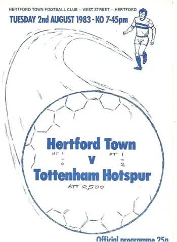 Spurs v Hertford Town FC (02 Aug 1983) Programme