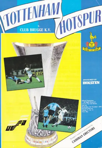 Spurs v Club Brugge KV (07 Nov 1984) Programme