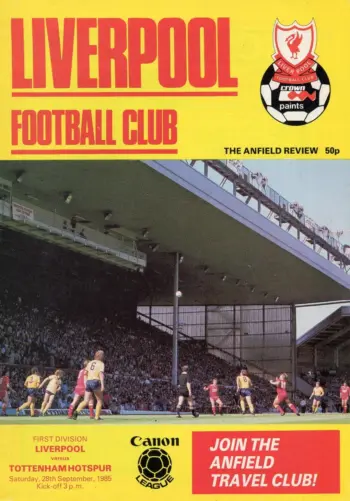 Spurs v Liverpool FC (28 Sep 1985) Programme
