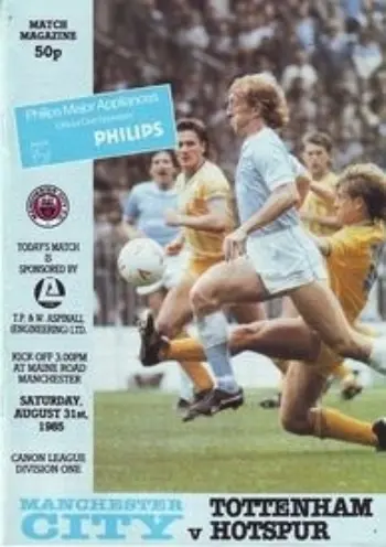 Spurs v Manchester City (31 Aug 1985) Programme