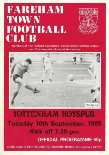 Spurs v Fareham Town (10 Sep 1985) Programme