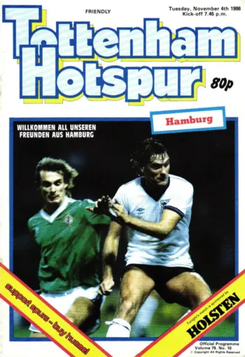 Spurs v Hamburger SV (04 Nov 1986) Programme