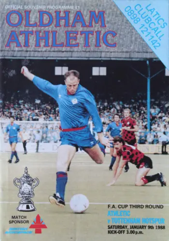Spurs v Oldham Athletic (09 Jan 1988) Programme
