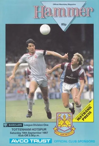 Spurs v West Ham United (19 Sep 1987) Programme