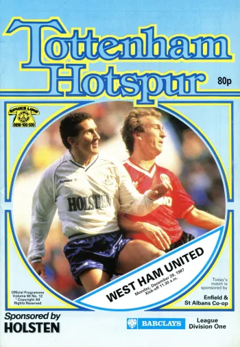 Spurs v West Ham United (28 Dec 1987) Programme