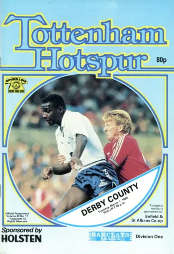 Spurs v Derby County (01 Mar 1988) Programme