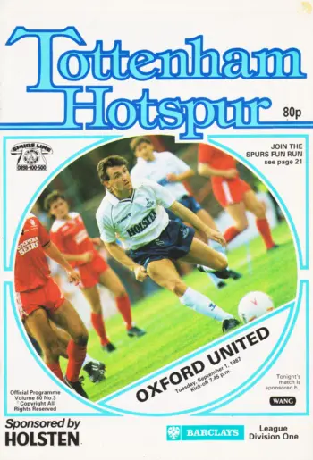 Spurs v Oxford United (01 Sep 1987) Programme