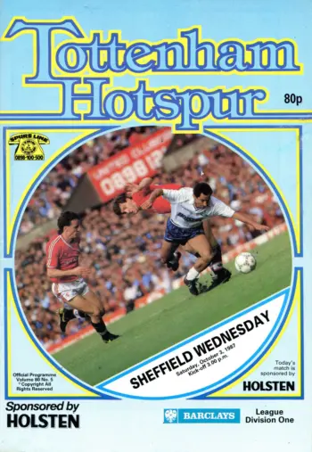 Spurs v Sheffield Wednesday (03 Oct 1987) Programme