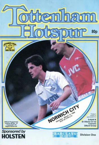 Spurs v Norwich City (12 Mar 1988) Programme