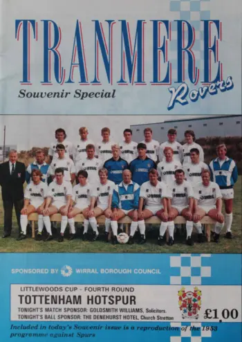 Spurs v Tranmere Rovers (22 Nov 1989) Programme
