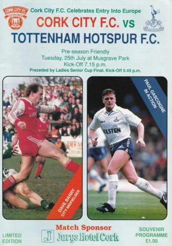 Spurs v Cork City (25 Jul 1989) Programme