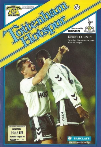 Spurs v Derby County (25 Nov 1989) Programme