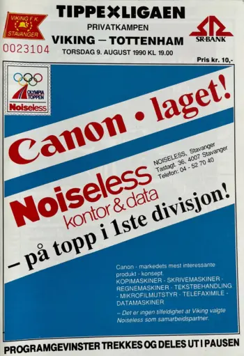 Spurs v Viking FK (09 Aug 1990) Programme