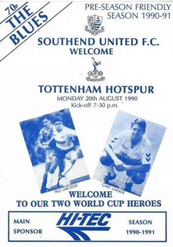 Spurs v Southend United (20 Aug 1990) Programme