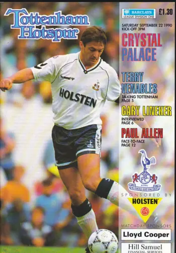 Spurs v Crystal Palace (22 Sep 1990) Programme