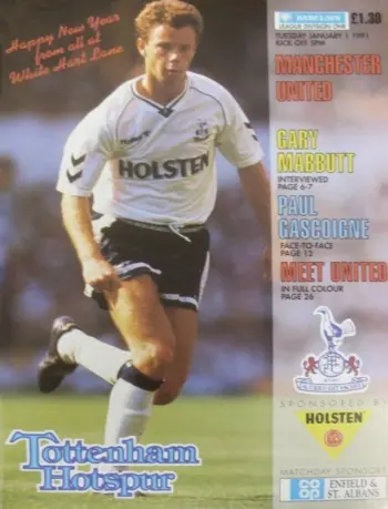 Spurs v Manchester United (01 Jan 1991) Programme