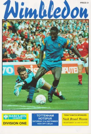 Spurs v Wimbledon FC (21 Sep 1991) Programme