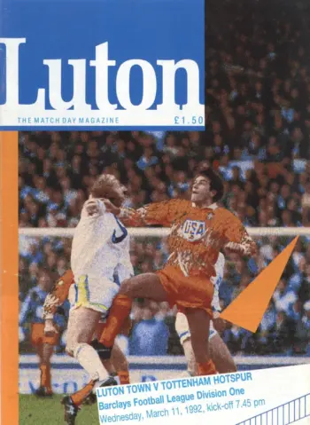 Spurs v Luton Town (11 Mar 1992) Programme
