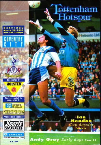 Spurs v Coventry City (28 Mar 1992) Programme