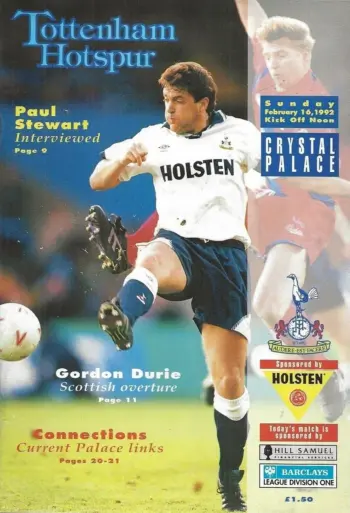 Spurs v Crystal Palace (16 Feb 1992) Programme