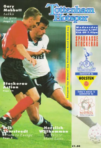 Spurs v SV Stockerau (04 Sep 1991) Programme