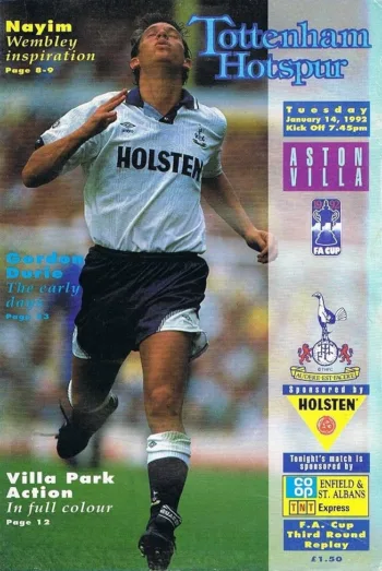 Spurs v Aston Villa (14 Jan 1992) Programme