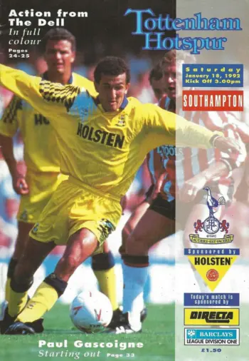 Spurs v Southampton FC (18 Jan 1992) Programme