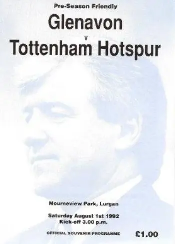 Spurs v Glenavon (01 Aug 1992) Programme
