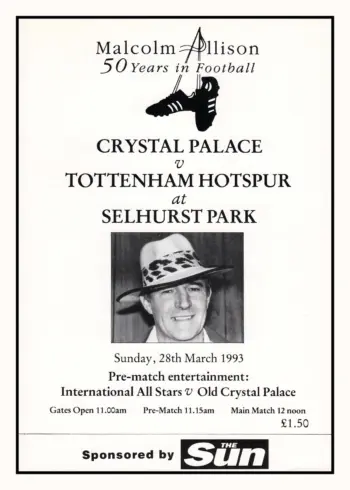 Spurs v Crystal Palace (28 Mar 1993) Programme