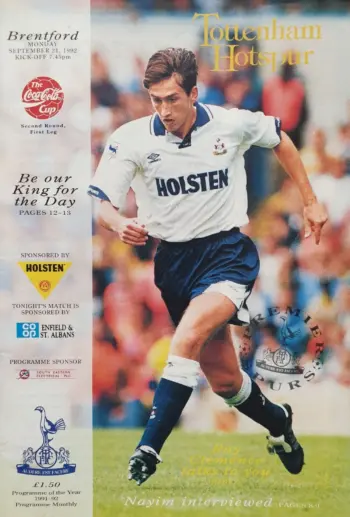 Spurs v Brentford FC (21 Sep 1992) Programme