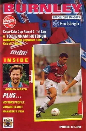 Spurs v Burnley FC (22 Sep 1993) Programme