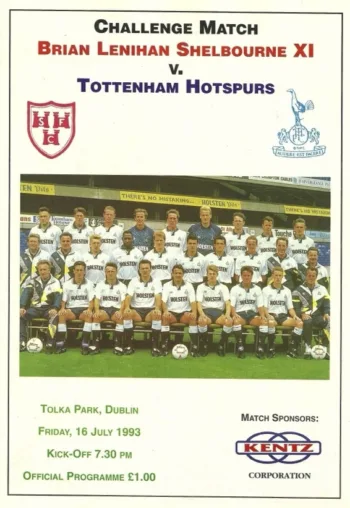 Spurs v Shelbourne FC (16 Jul 1993) Programme