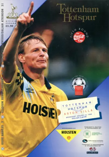 Spurs v Aston Villa (12 Jan 1994) Programme