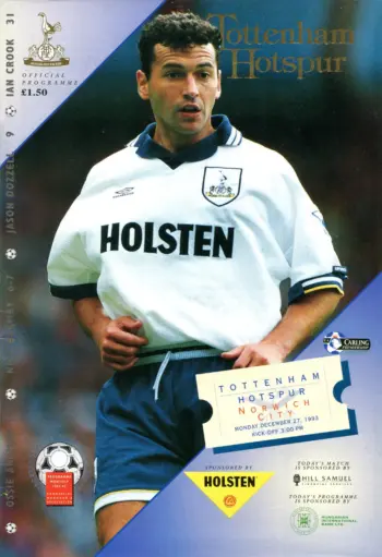 Spurs v Norwich City (27 Dec 1993) Programme
