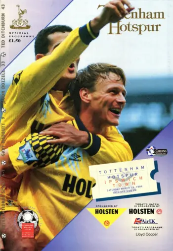 Spurs v Ipswich Town (19 Mar 1994) Programme