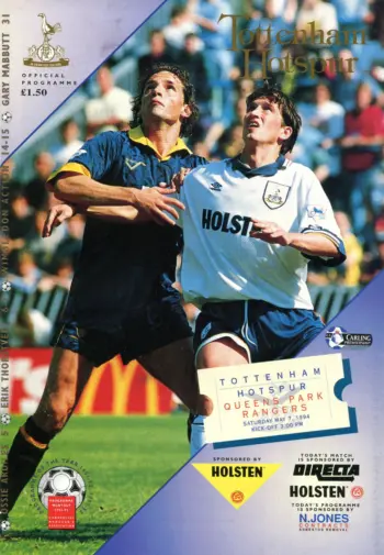Spurs v Queens Park Rangers (07 May 1994) Programme