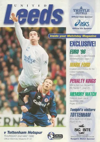 Spurs v Leeds United (02 May 1996) Programme