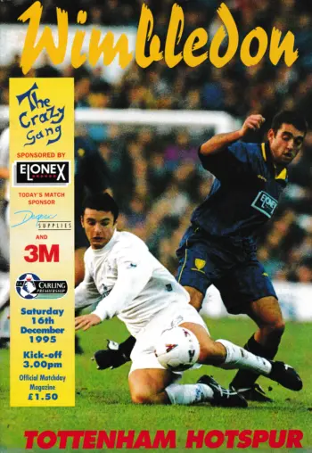 Spurs v Wimbledon FC (16 Dec 1995) Programme