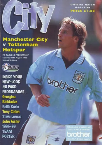 Spurs v Manchester City (19 Aug 1995) Programme