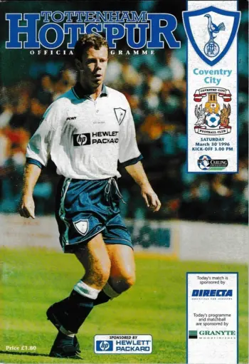 Spurs v Coventry City (30 Mar 1996) Programme