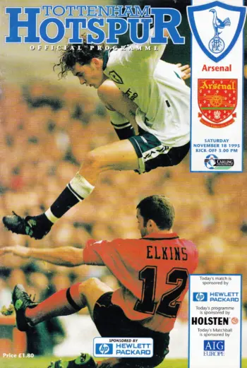 Spurs v Arsenal FC (18 Nov 1995) Programme