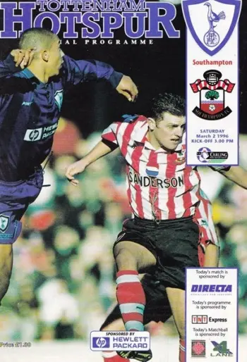 Spurs v Southampton FC (02 Mar 1996) Programme